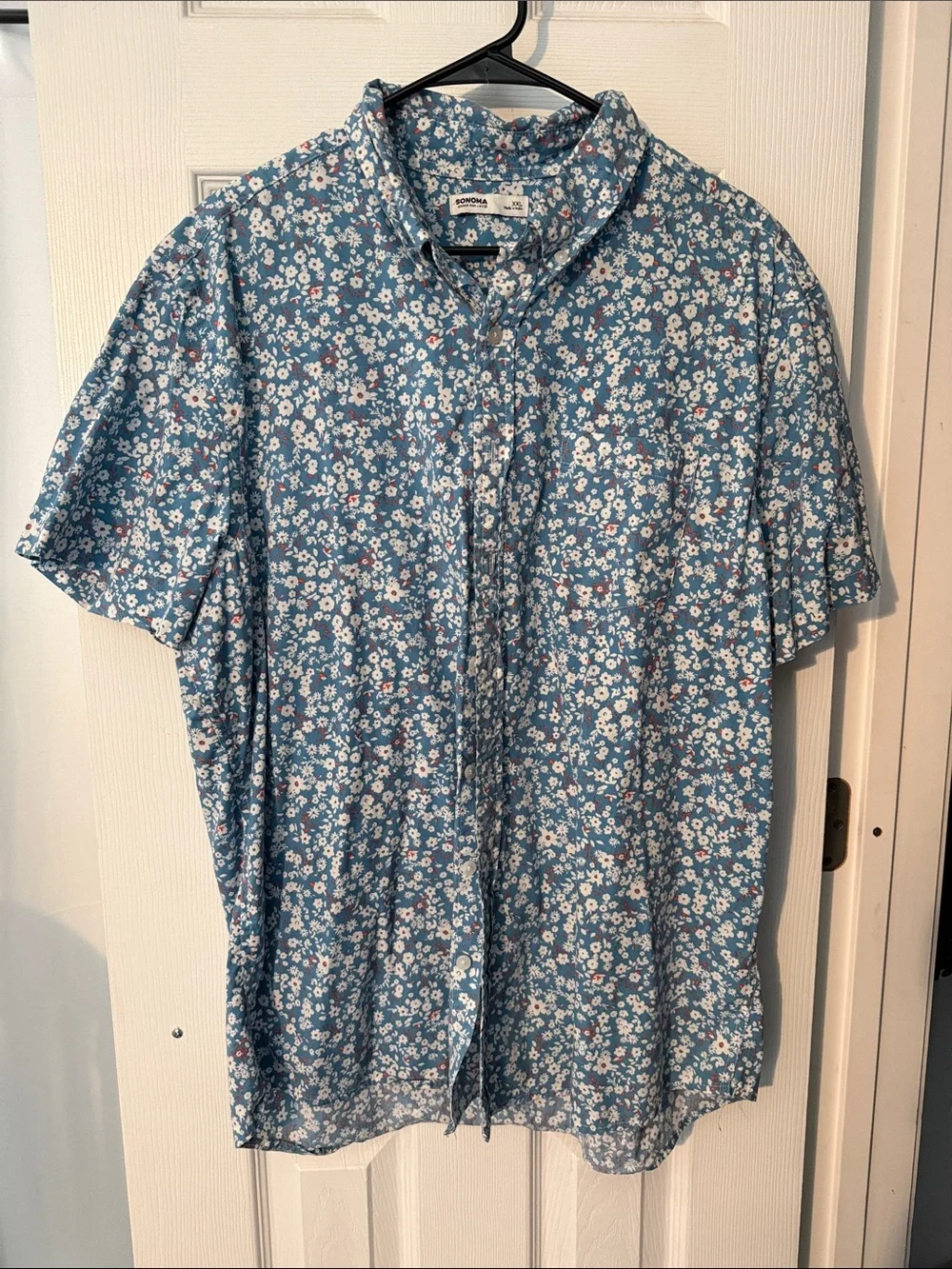 Sonoma Blue Floral Short-Sleeve Button-Down Shirt
